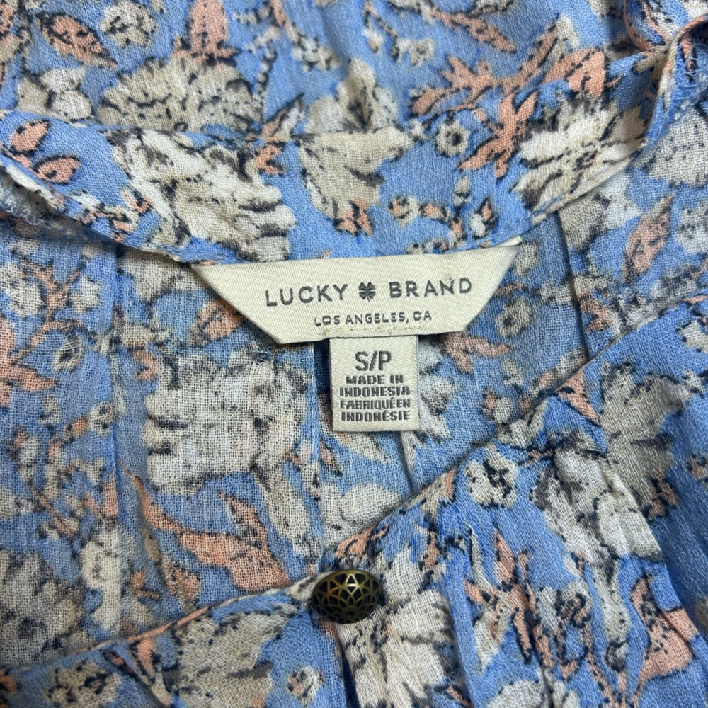 Lucky Brand Blue Floral Boho top. Womens Small - Picture 3 of 5